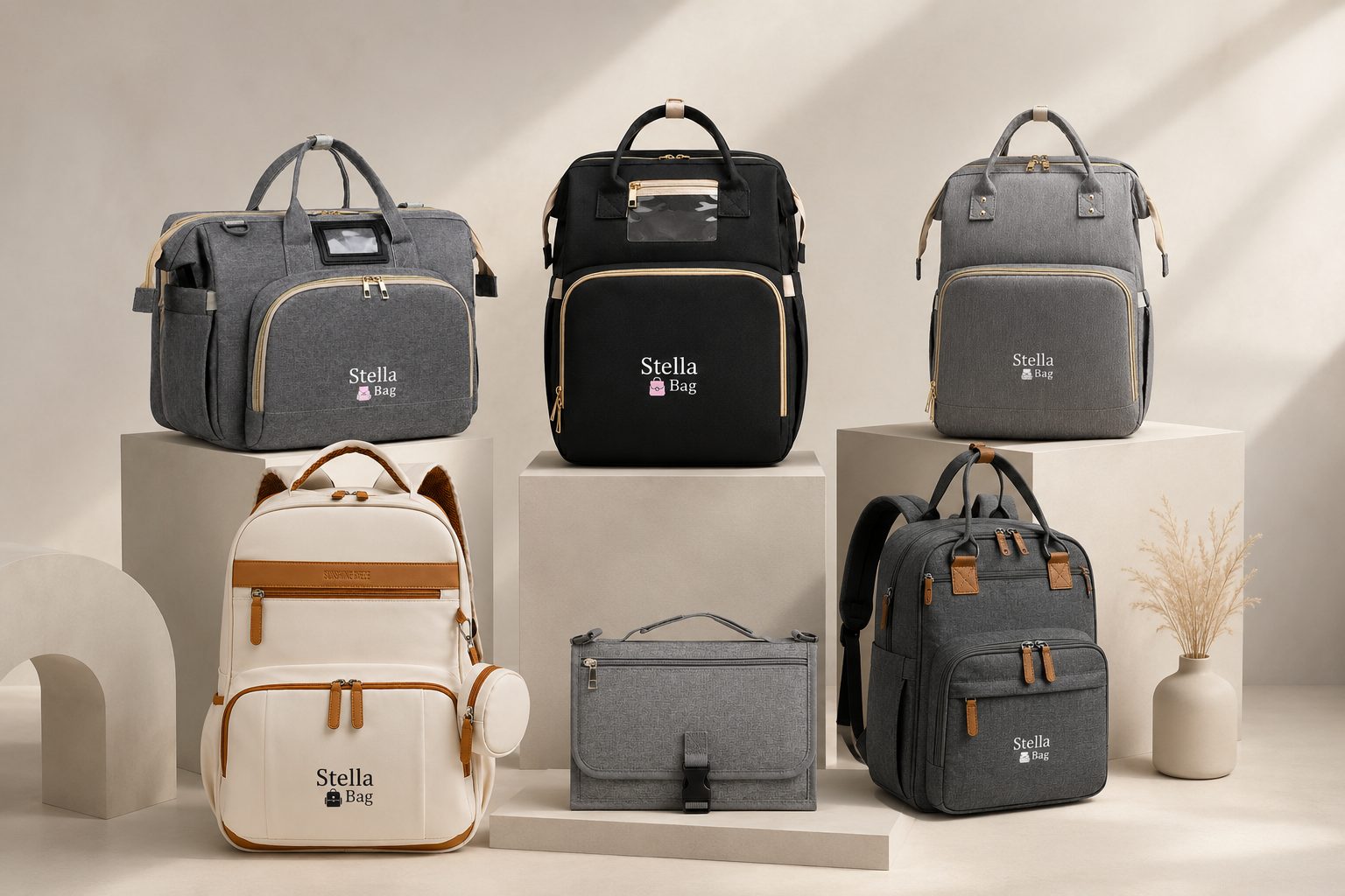 Stella Bag Kollektion – Wickelrucksäcke und Taschen in mehreren Farben